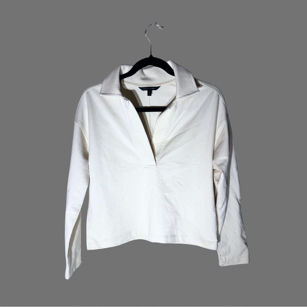 Banana Republic Cream V-neck Polo Shirt 100% Cotton | XS
